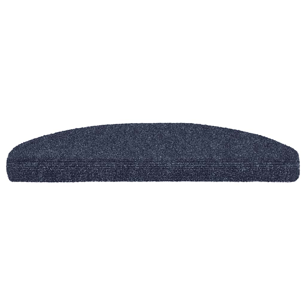 Tapetes de escada autoadesivos 15 peças 65x21x4 cm azul semicircular grande
