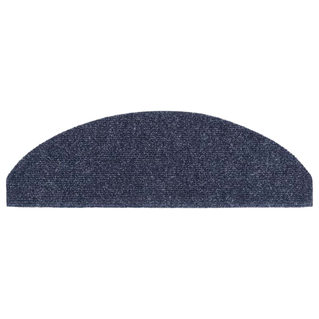 Tapetes de escada autoadesivos 15 peças 65x21x4 cm azul semicircular grande
