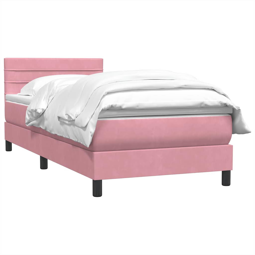 Cama com molas/colchão 80x220 cm veludo rosa