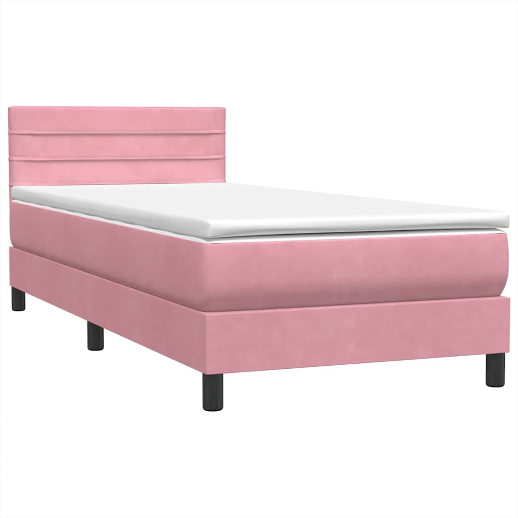 Cama com molas/colchão 80x220 cm veludo rosa