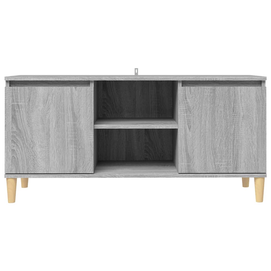 Móvel TV + pernas de madeira maciça 103,5x35x50 cm sonoma cinza