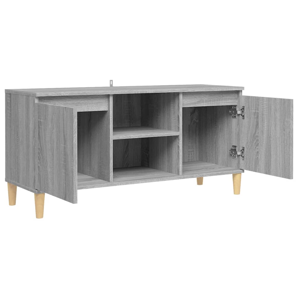 Móvel TV + pernas de madeira maciça 103,5x35x50 cm sonoma cinza