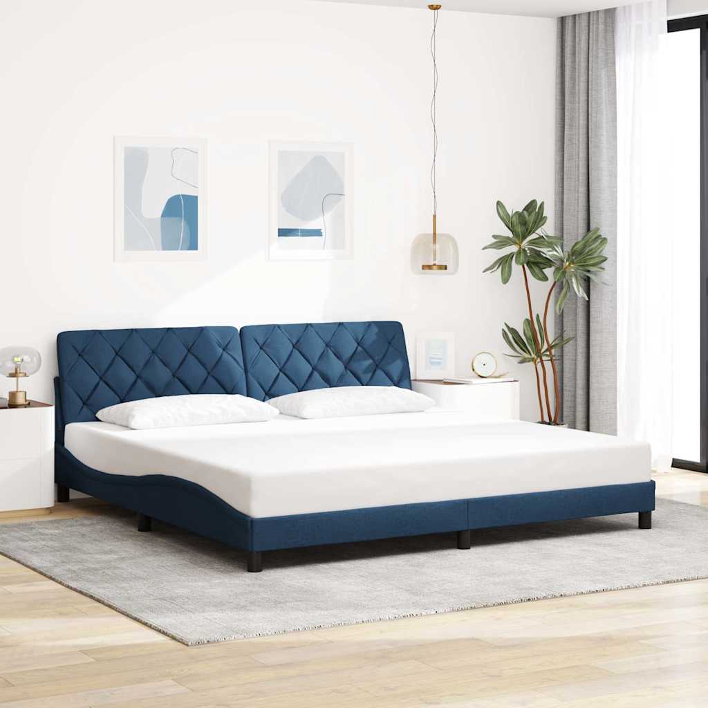 Estrutura de cama sem colchão 200x200 cm tecido azul