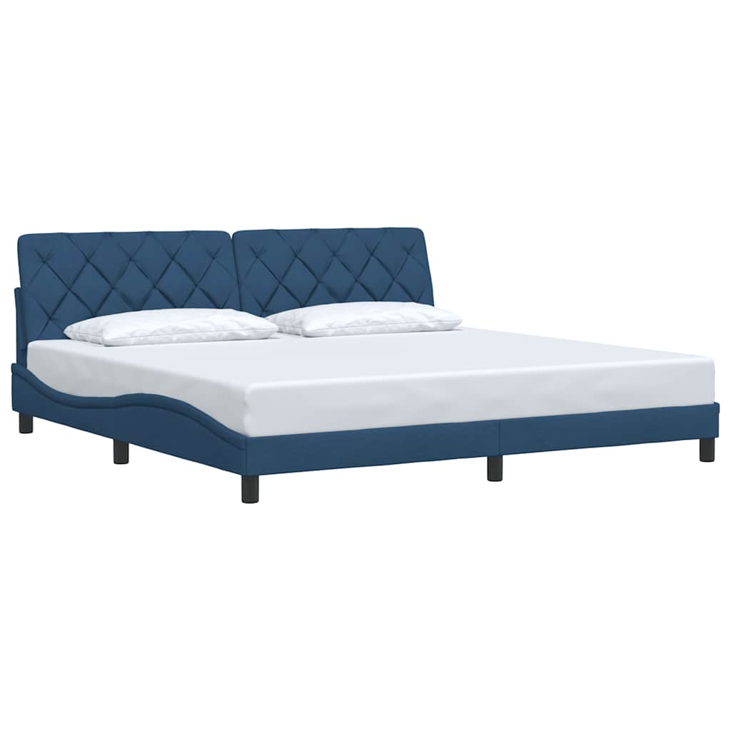 Estrutura de cama sem colchão 200x200 cm tecido azul