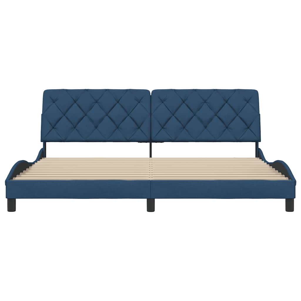 Estrutura de cama sem colchão 200x200 cm tecido azul