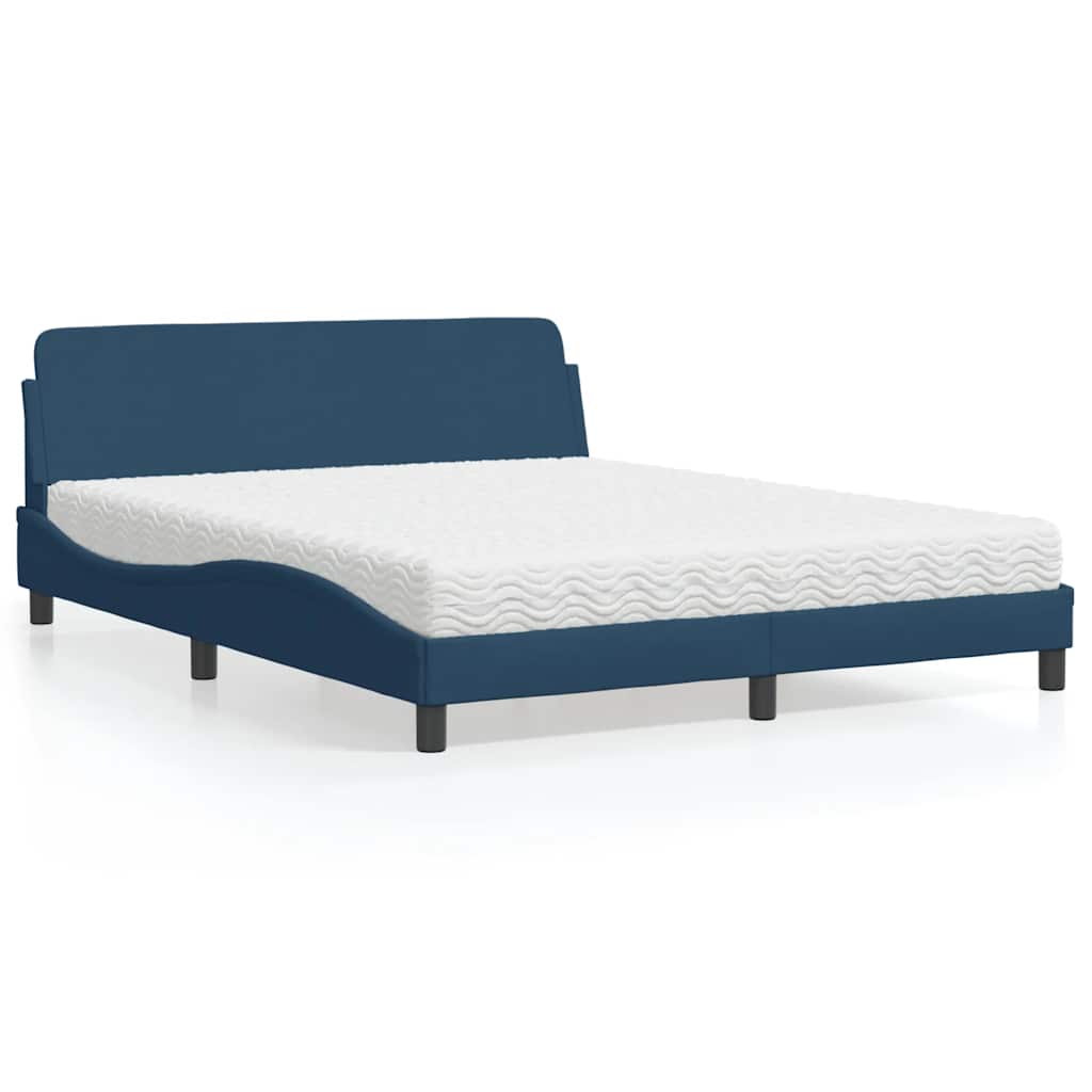 Cama com colchão dover 160x200 cm tecido azul