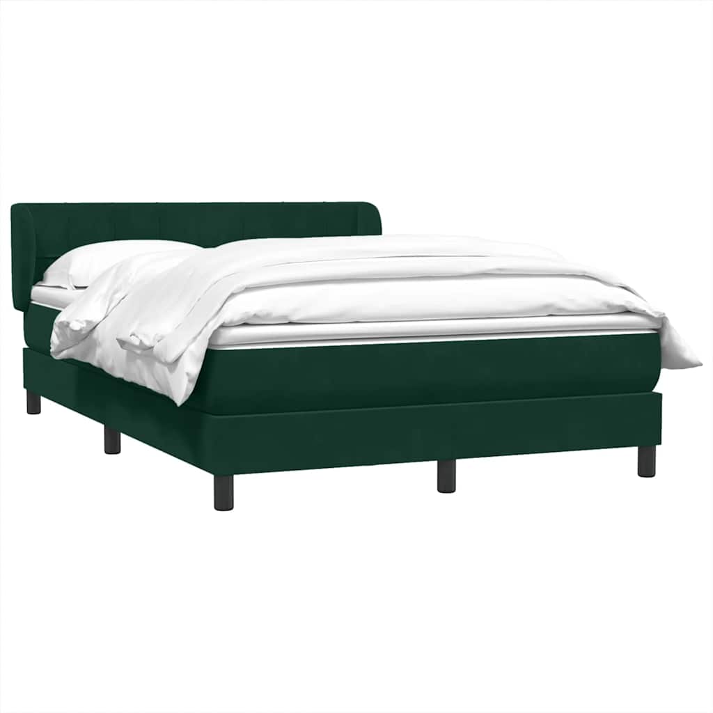 Cama com molas/colchão 160x220 cm veludo verde-escuro
