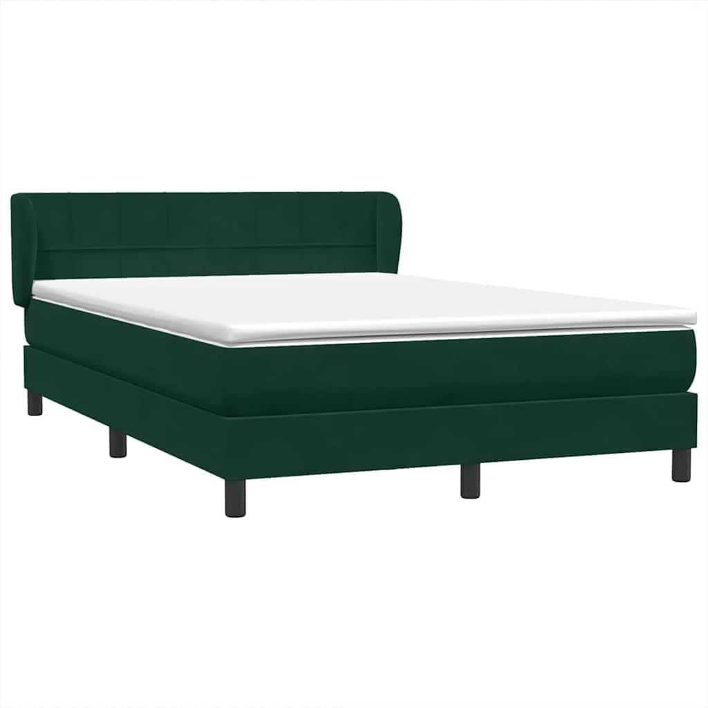 Cama com molas/colchão 160x220 cm veludo verde-escuro