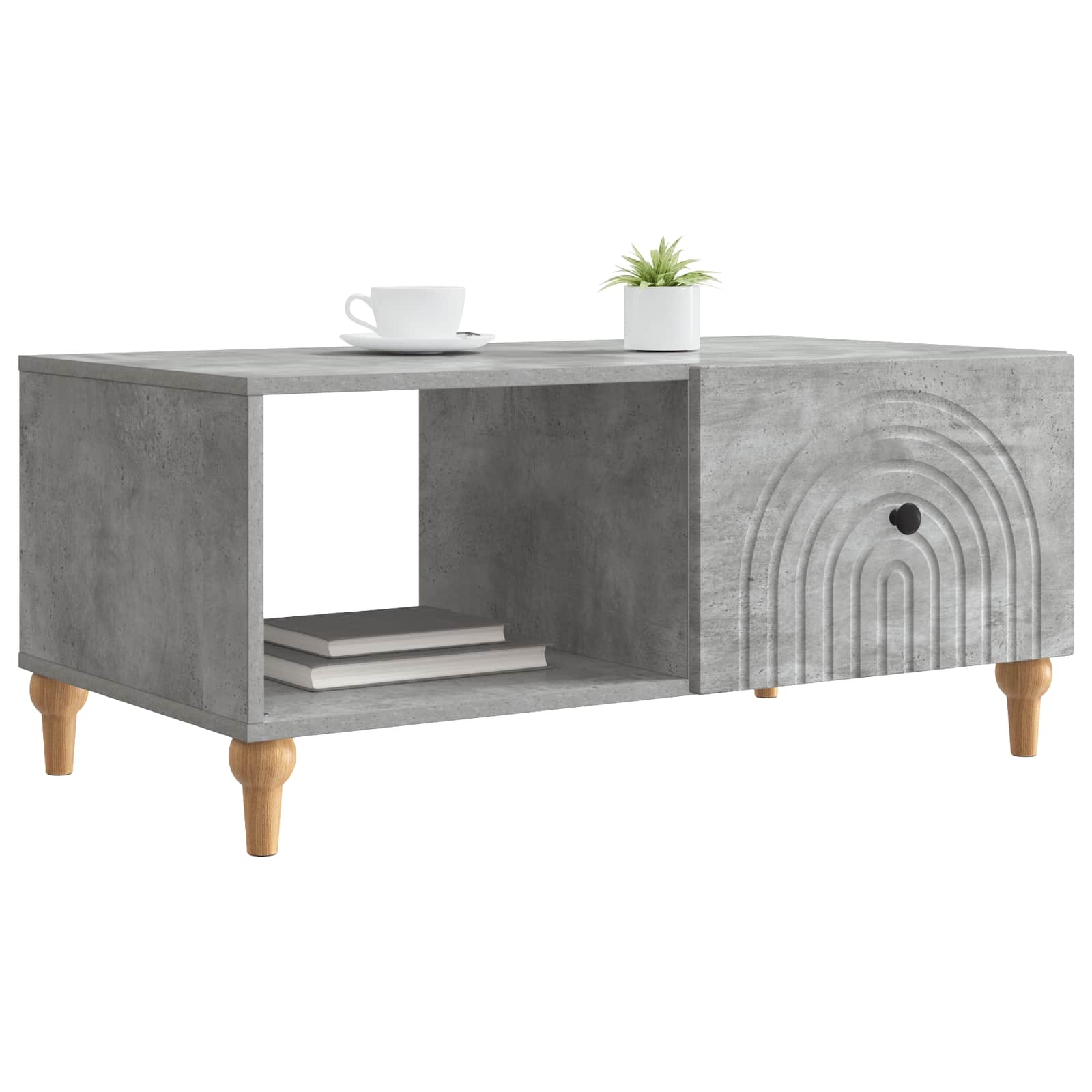Mesa de centro cinzento cimento 90 x 50 x 40 cm