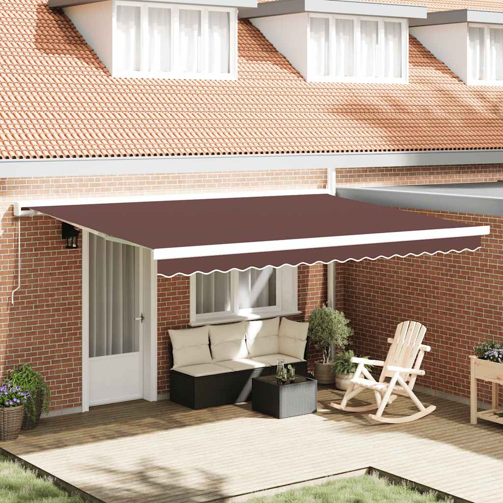 Toldo retrátil manual 450x300 cm castanho