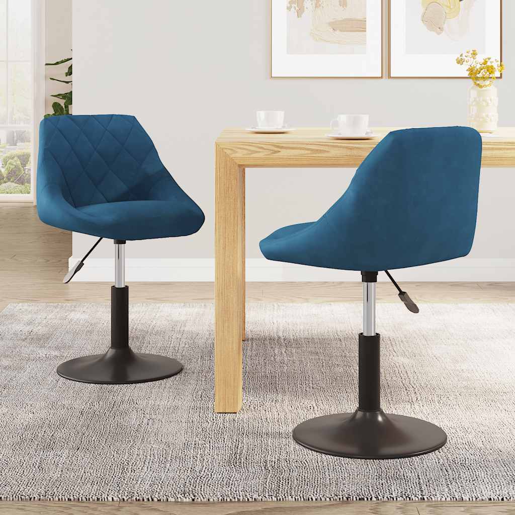 Cadeiras de jantar giratórias 2 pcs veludo azul