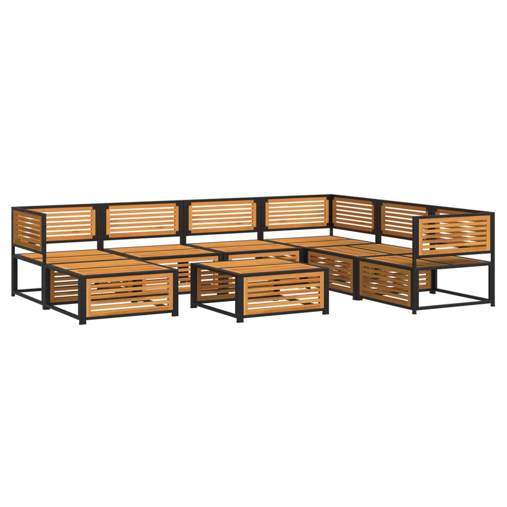8 Pcs conjunto de sofás de jardim com almofadões acácia maciça
