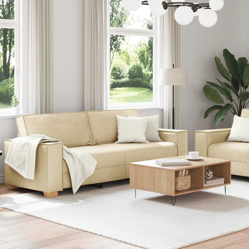 Conjunto de sofá de 2 peças com almofadas em tecido creme
