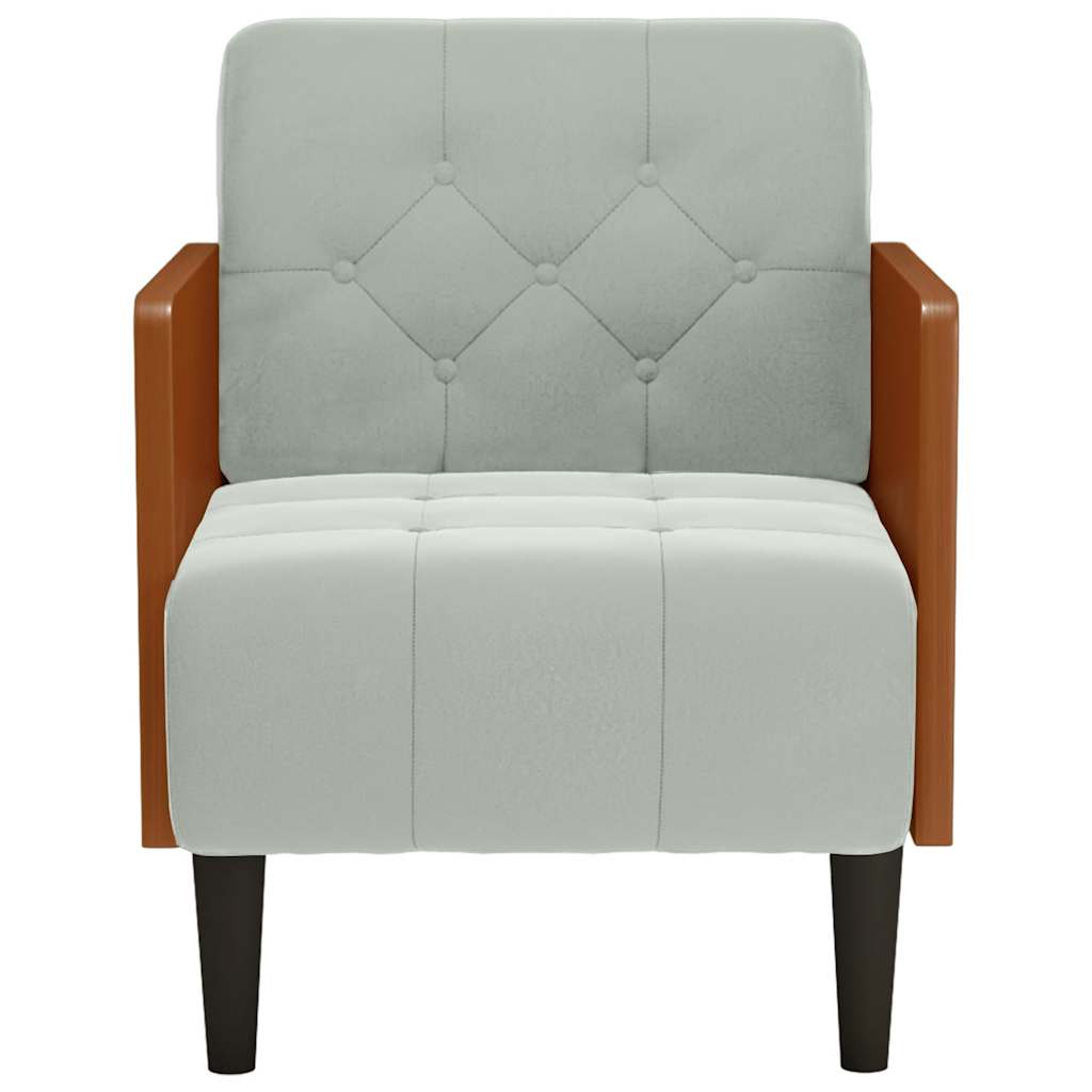 Poltrona com apoio de braços 55 cm veludo cinzento-claro