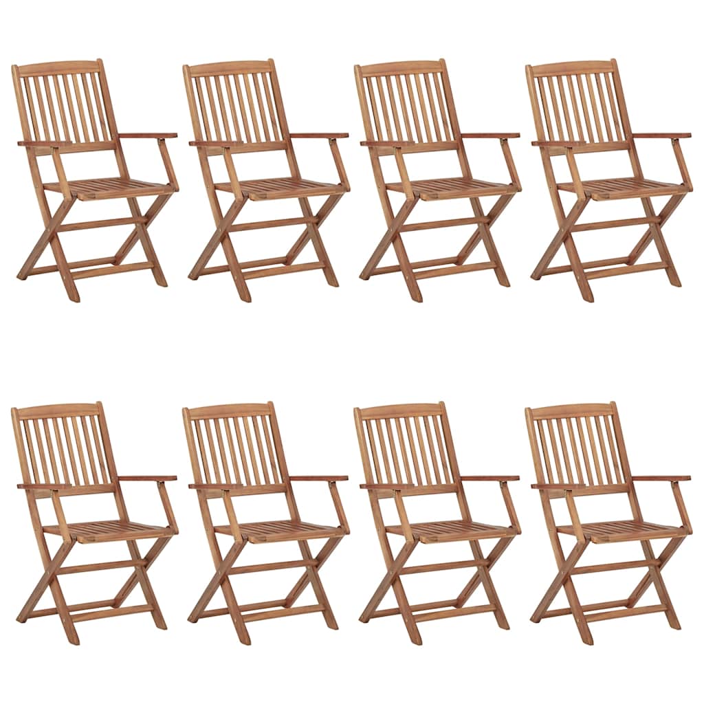 Cadeiras de jardim dobráveis 8 pcs c/ almofadões acácia maciça