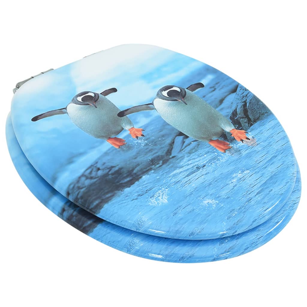 Assento de sanita com tampa de fecho suave MDF design pinguim