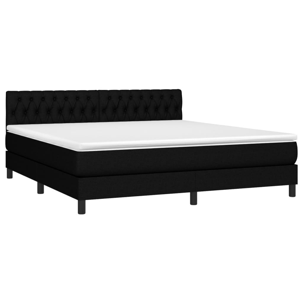 Cama com molas/colchão 180x200 cm tecido preto