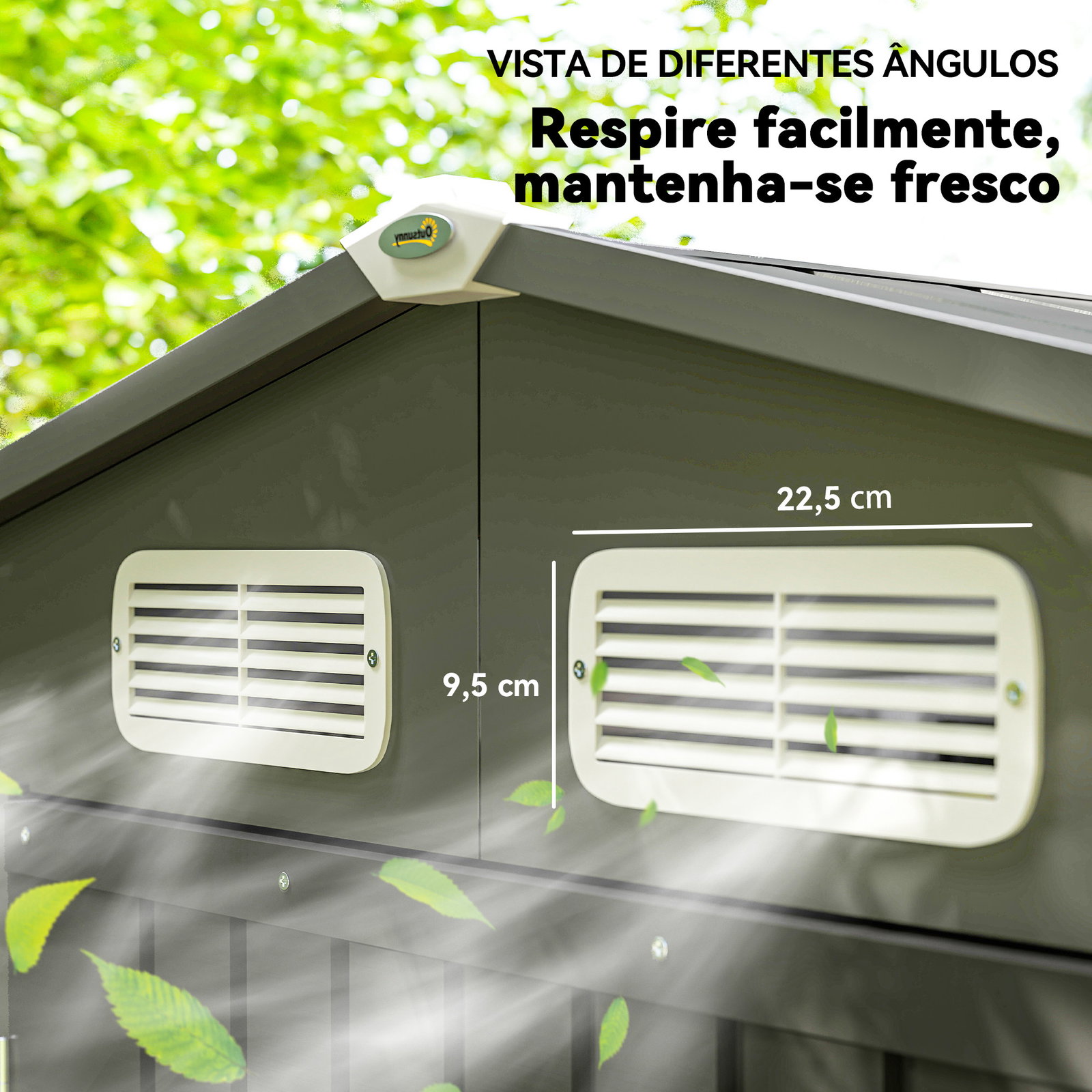 Abrigo de jardim 2,27 m² 190x131x188 cm com 2 ventilações porta com fechadura para armazenamento de ferramentas cinza