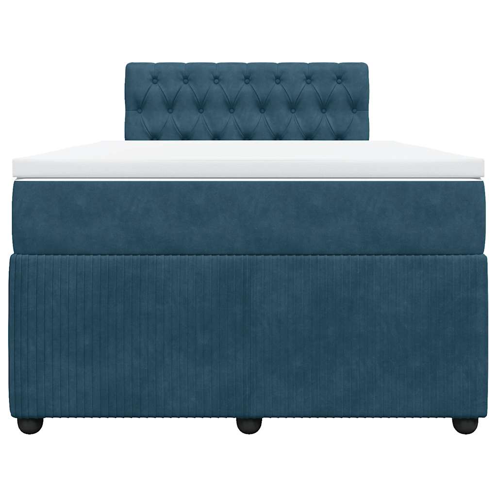 Cama boxspring com colchão 120x200 cm veludo azul