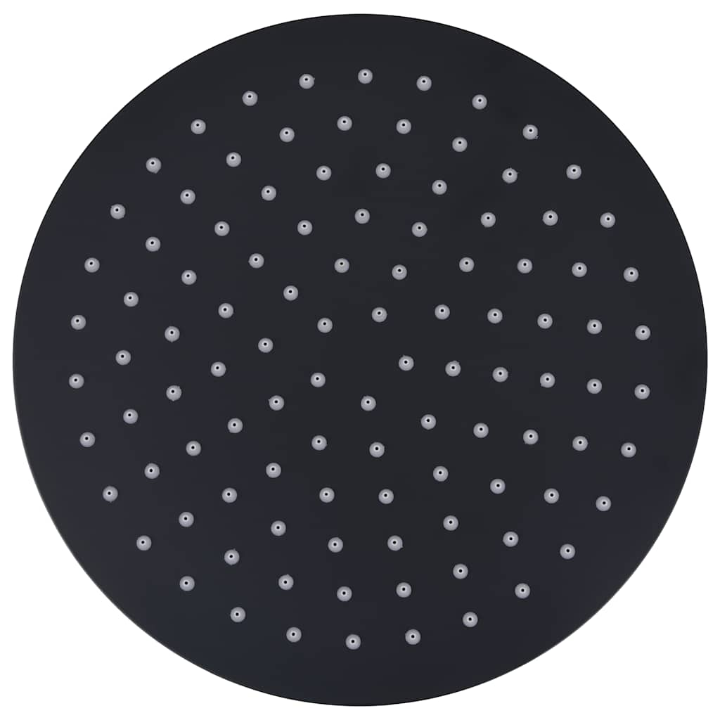 Cabeça de chuveiro redonda 25 cm aço inoxidável preto