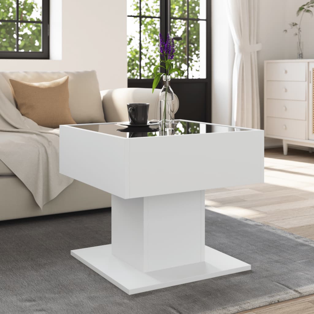 Mesa de centro c/ leds 50x50x45cm derivados de madeira branco