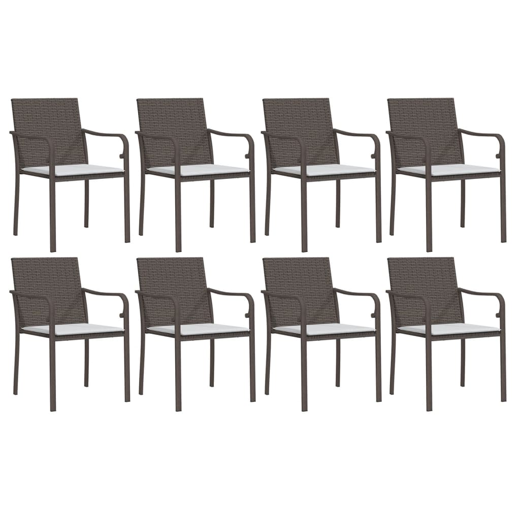 9 Pcs conjunto de jantar p/ jardim com almofadões vime PE e aço