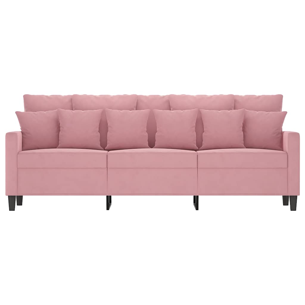 Sofá de 3 lugares 180 cm veludo rosa