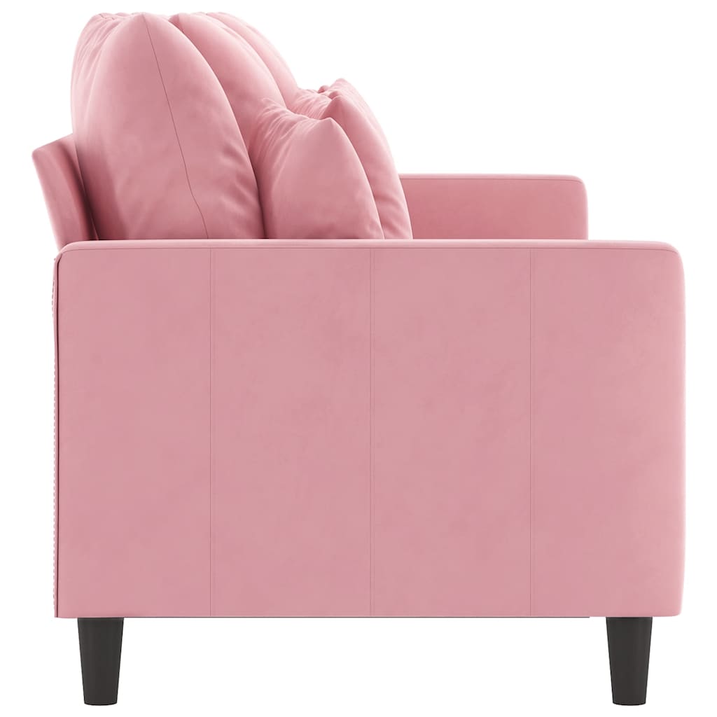 Sofá de 3 lugares 180 cm veludo rosa