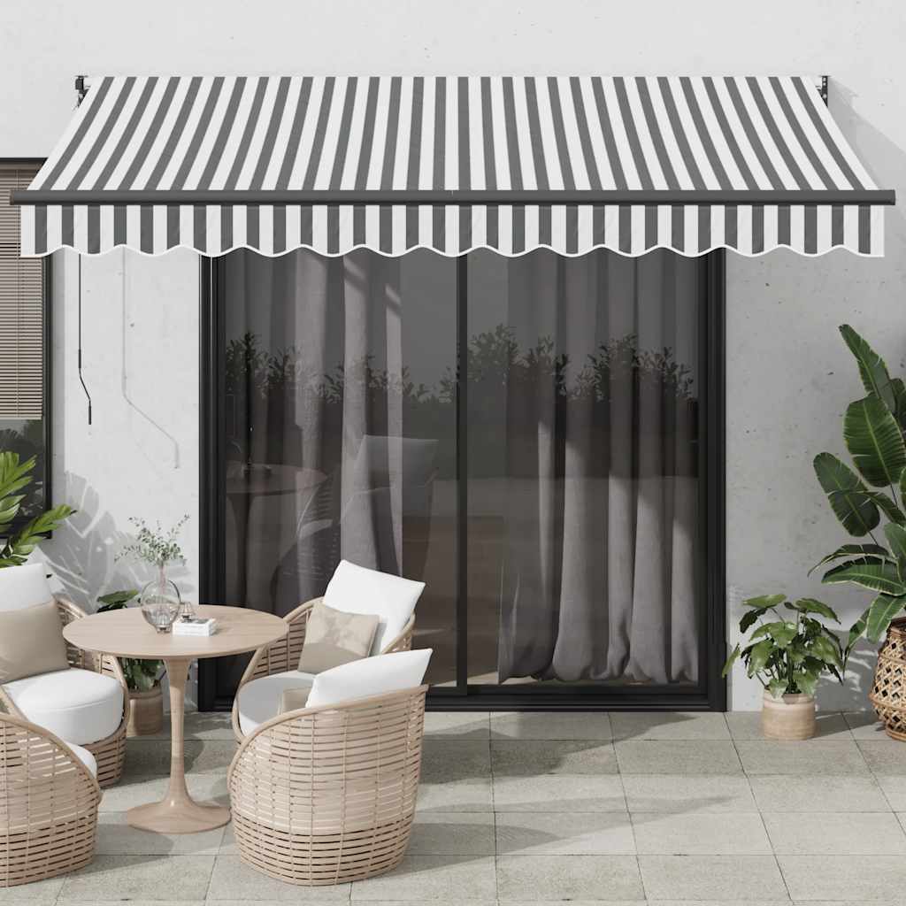 Toldo retrátil 3,5x2,5 m tecido e alumínio antracite e branco