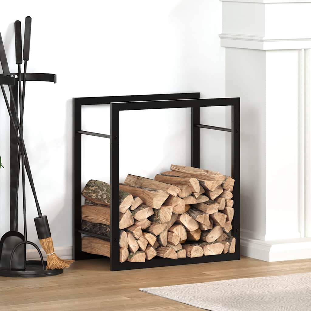 Suporte para lenha 50x28x56 cm aço preto mate