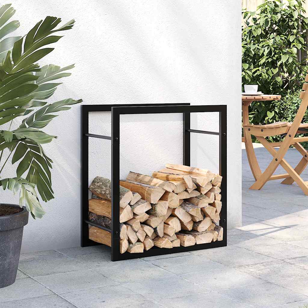 Suporte para lenha 50x28x56 cm aço preto mate