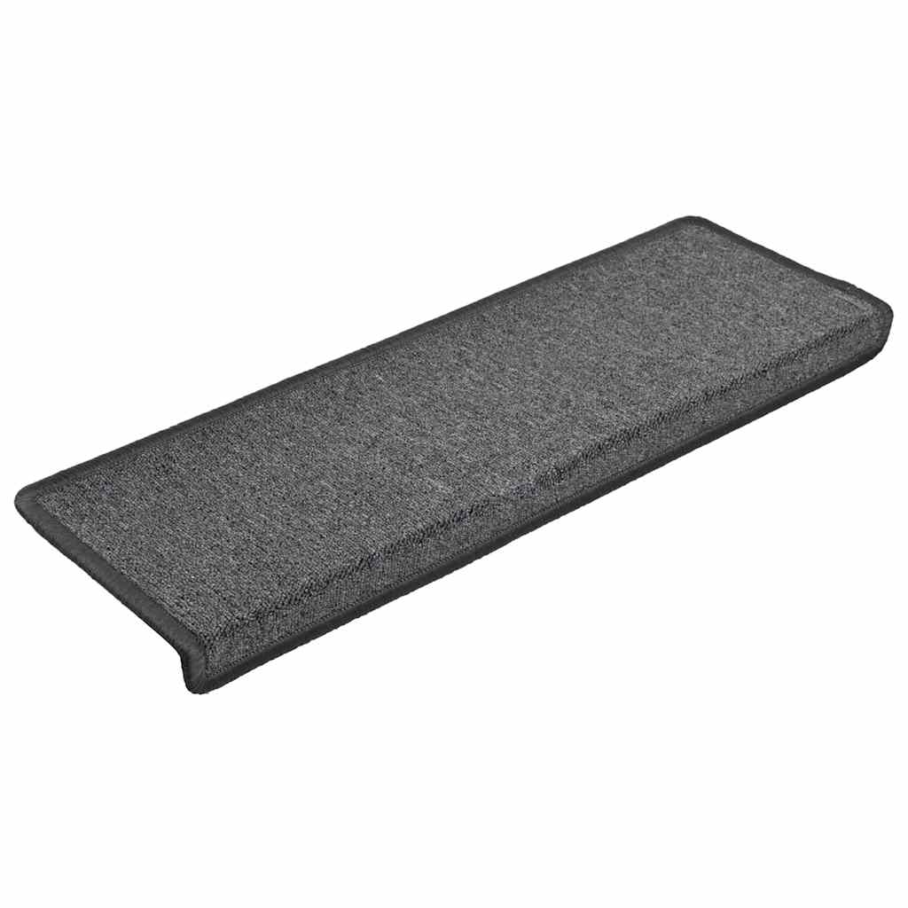 Tapetes de escada 30 peças 65x21x4 cm cinza escuro com borda retangular