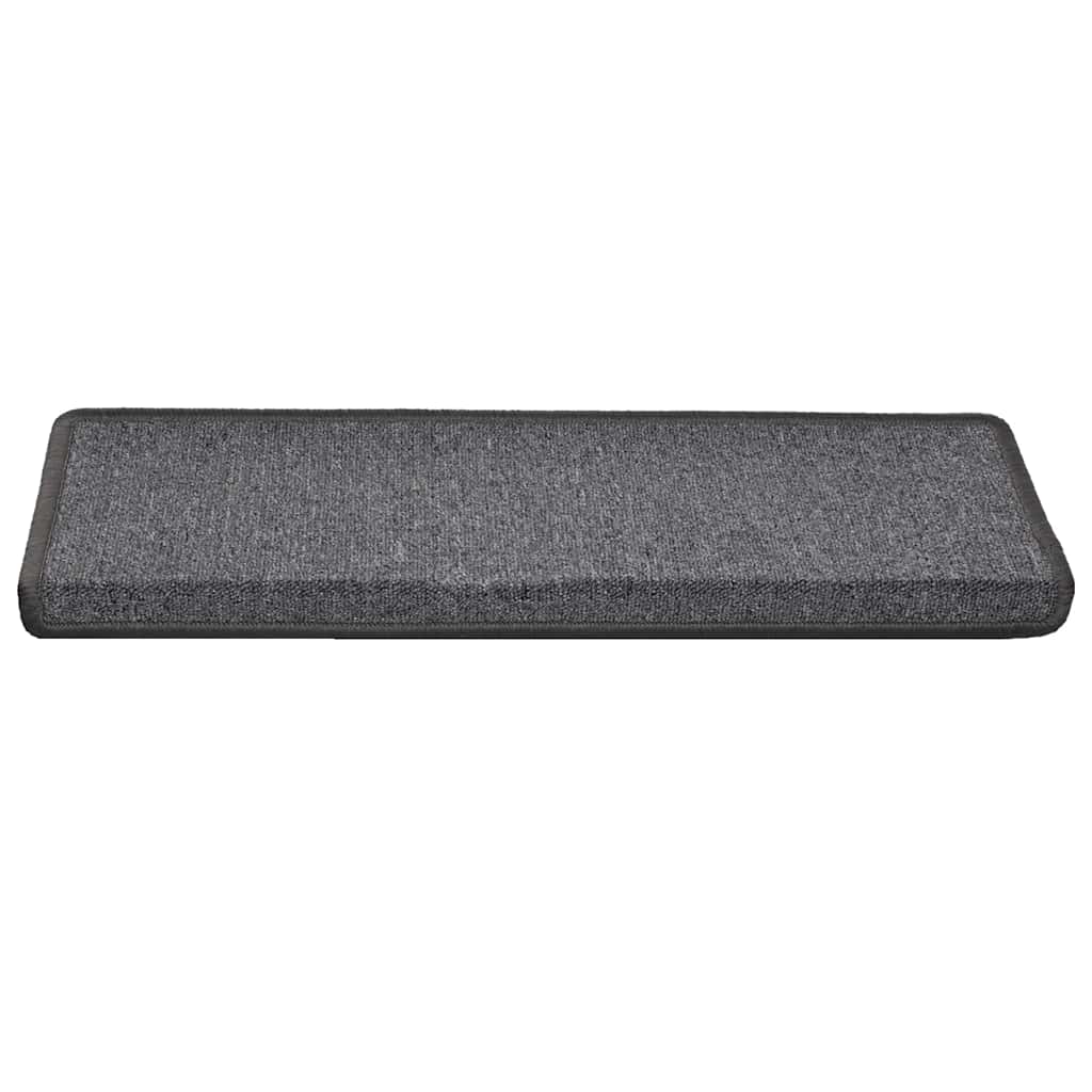 Tapetes de escada 30 peças 65x21x4 cm cinza escuro com borda retangular