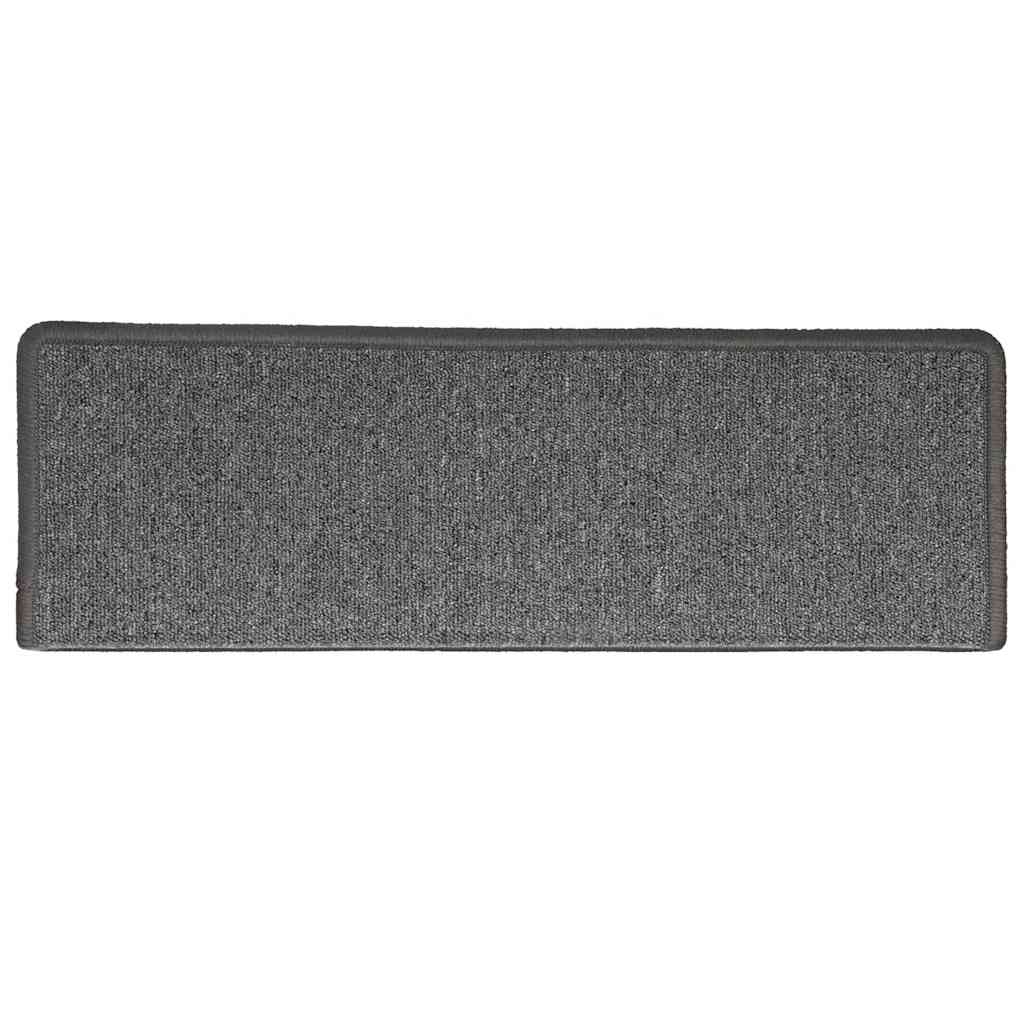 Tapetes de escada 30 peças 65x21x4 cm cinza escuro com borda retangular