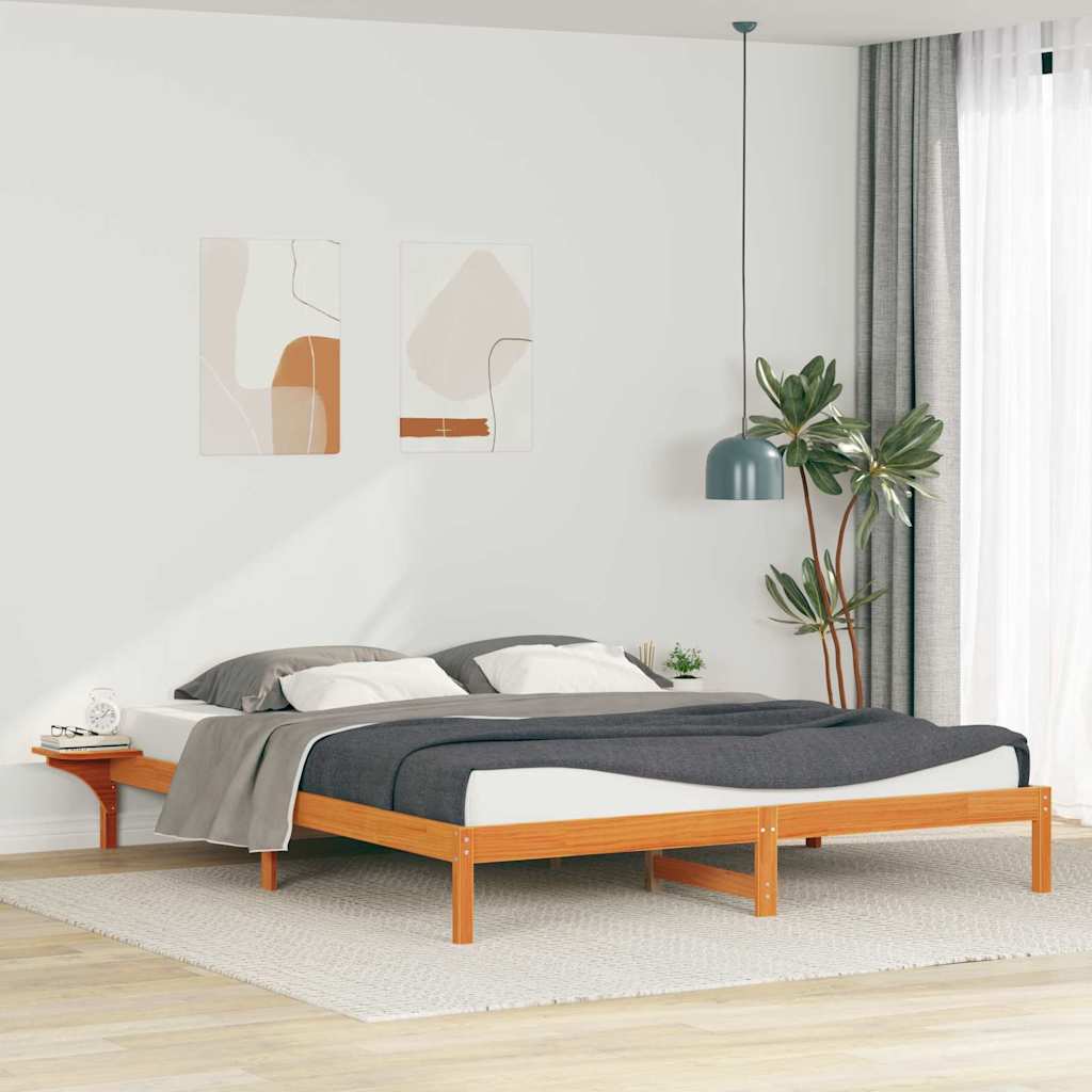 Cama com mesas laterais marrom cera 180 x 210 cm