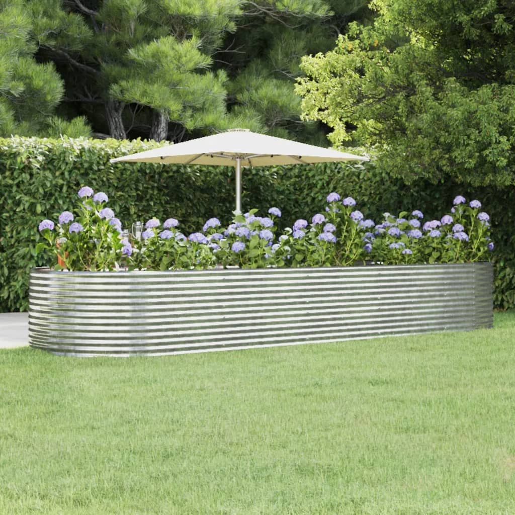 Canteiro elevado jardim 447x140x68 aço galvanizado prateado
