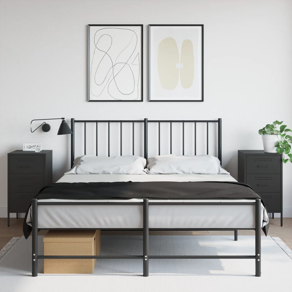 Mesas de cabeceira 2 pcs 36x39x68 cm aço preto