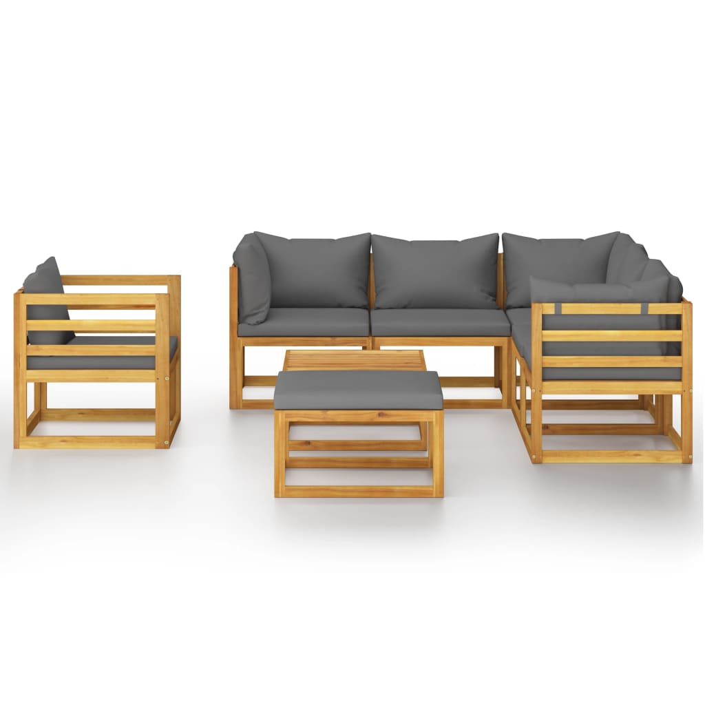 8 Pcs conjunto lounge de jardim com almofadões acácia maciça