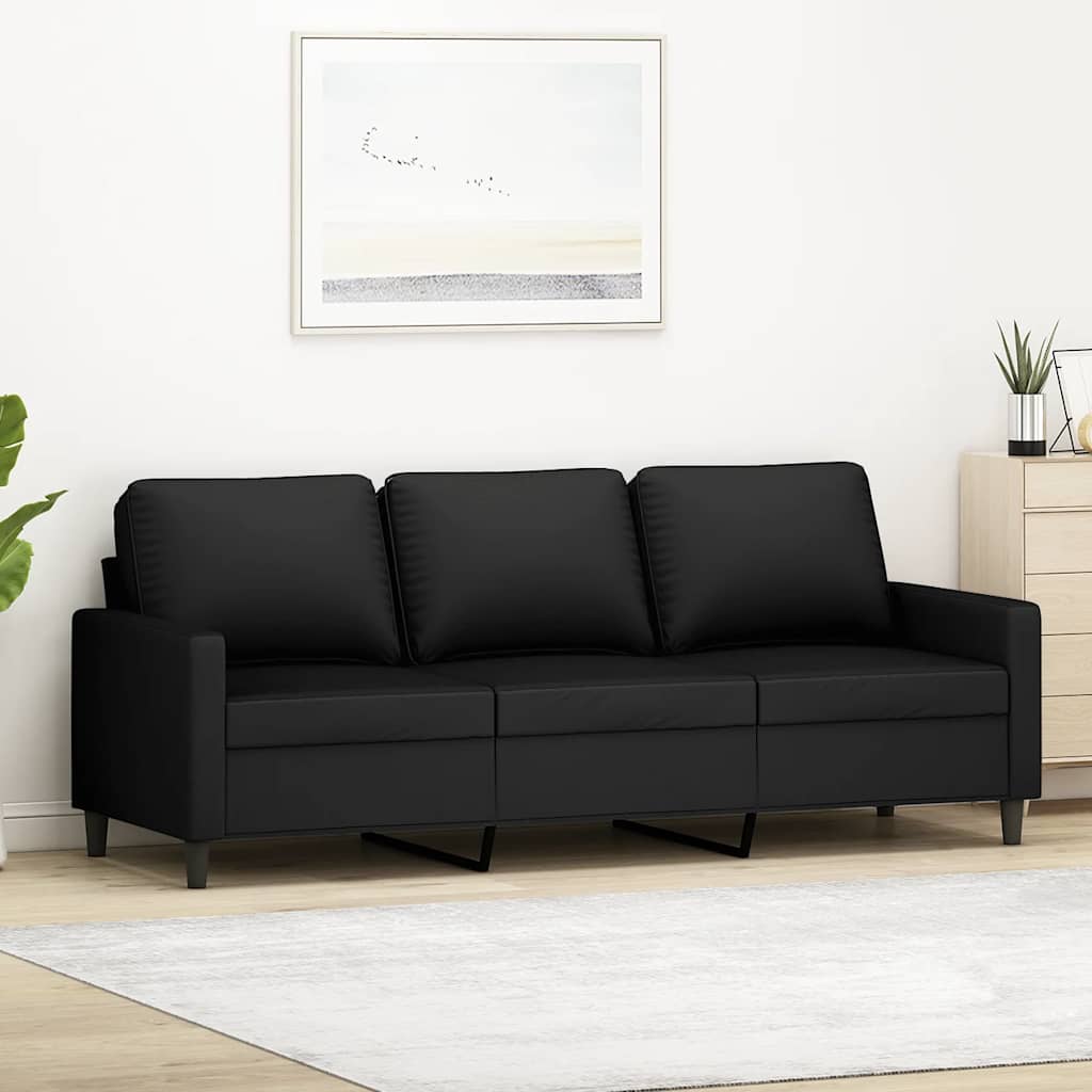Sofá de 3 lugares 180 cm veludo preto
