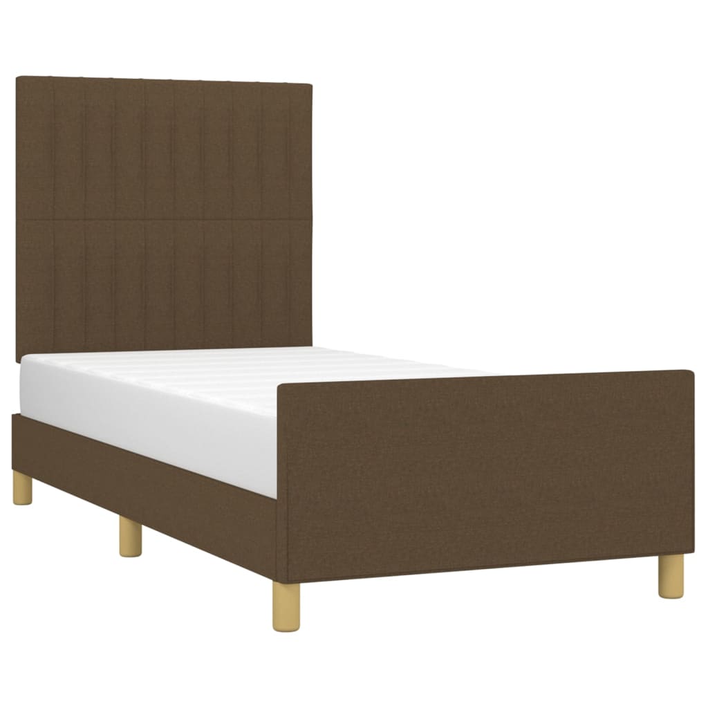 Estrutura de cama sem colchão 80x200 cm tecido castanho-escuro