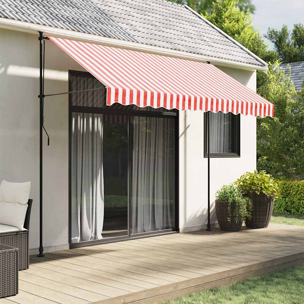 Tecido de substituição para toldo vermelho e branco 3x2,5 m poliéster