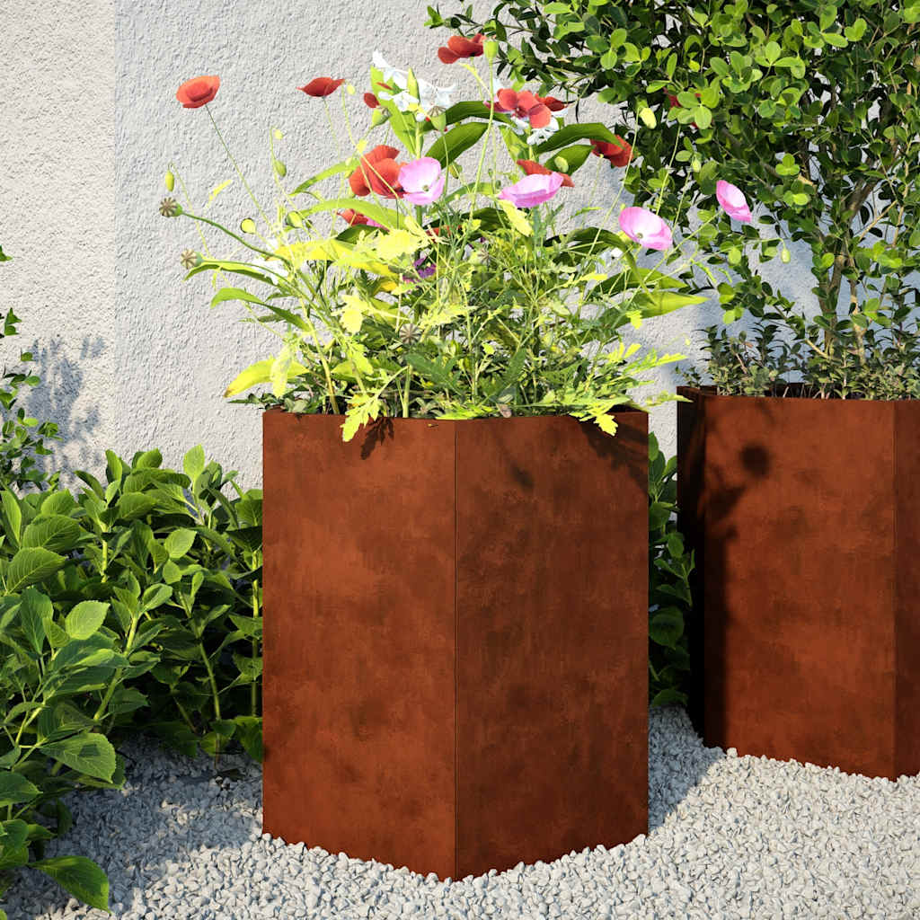 Vasos floreiras jardim hexagonal 46x40x45cm resistência ao aço