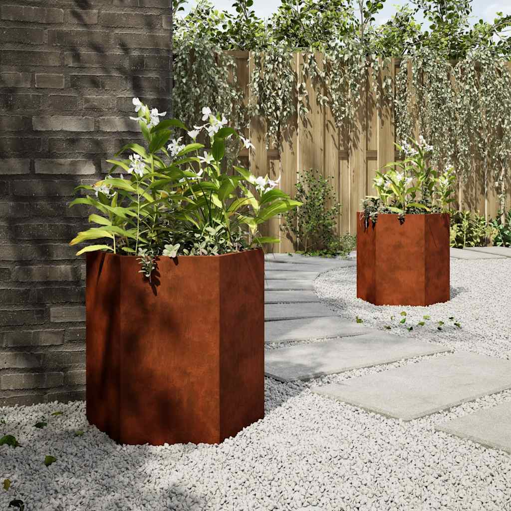 Vasos floreiras jardim hexagonal 46x40x45cm resistência ao aço