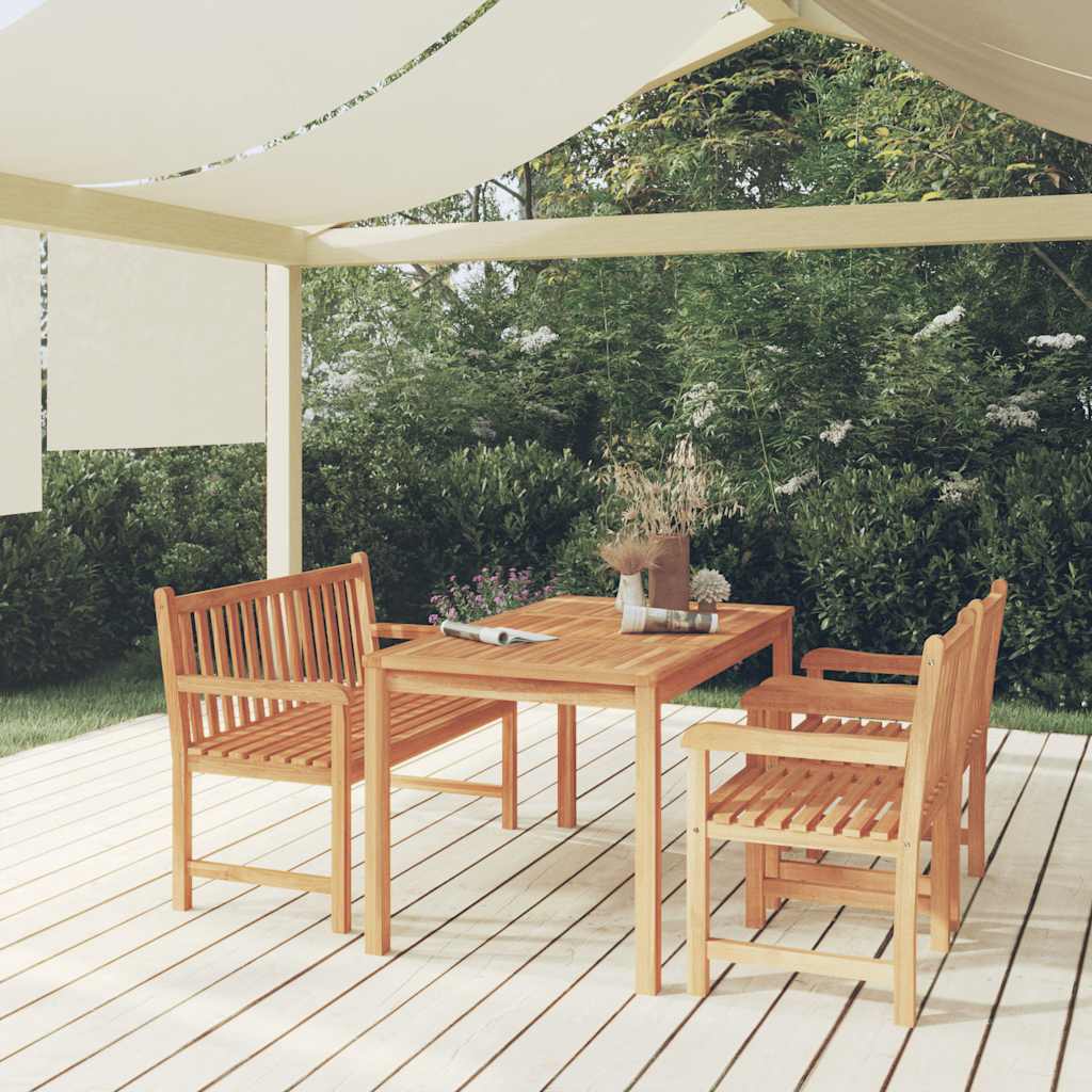 4 Pcs conjunto de jantar p/ jardim madeira de teca maciça