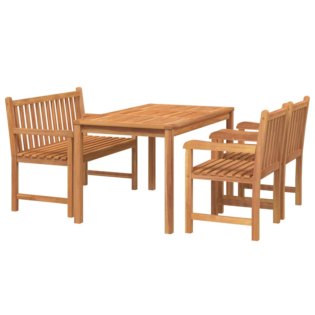 4 Pcs conjunto de jantar p/ jardim madeira de teca maciça