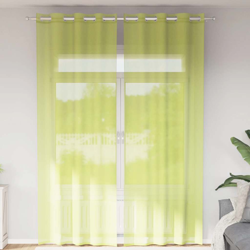 Cortinas de voile com ilhós 2 pcs verde-maçã 140x260 cm