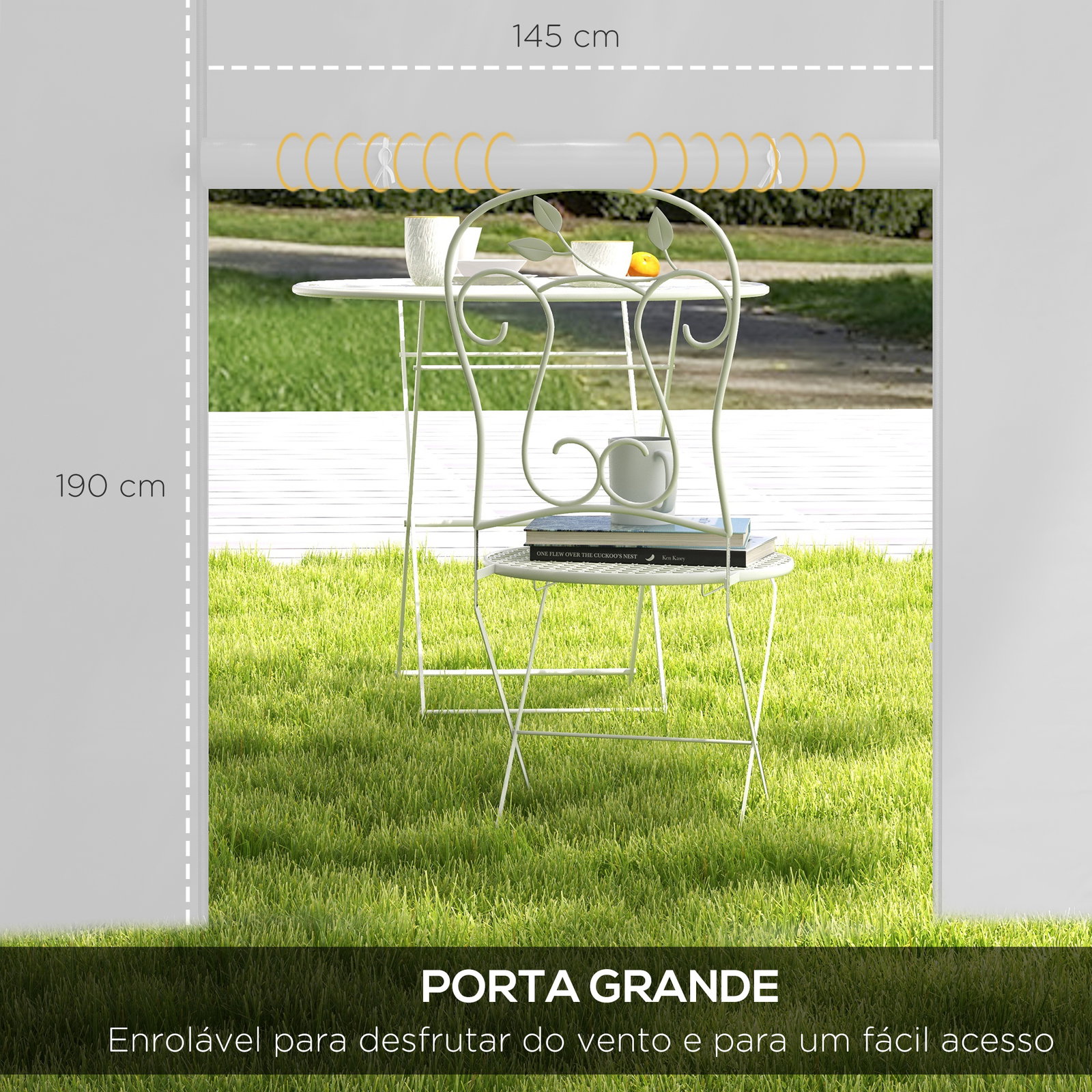 Paredes laterais para tenda de 2 painéis 295x195 cm com janela enrolável e porta com fecho de correr para tenda 3x3 m ou 3x6 m branco