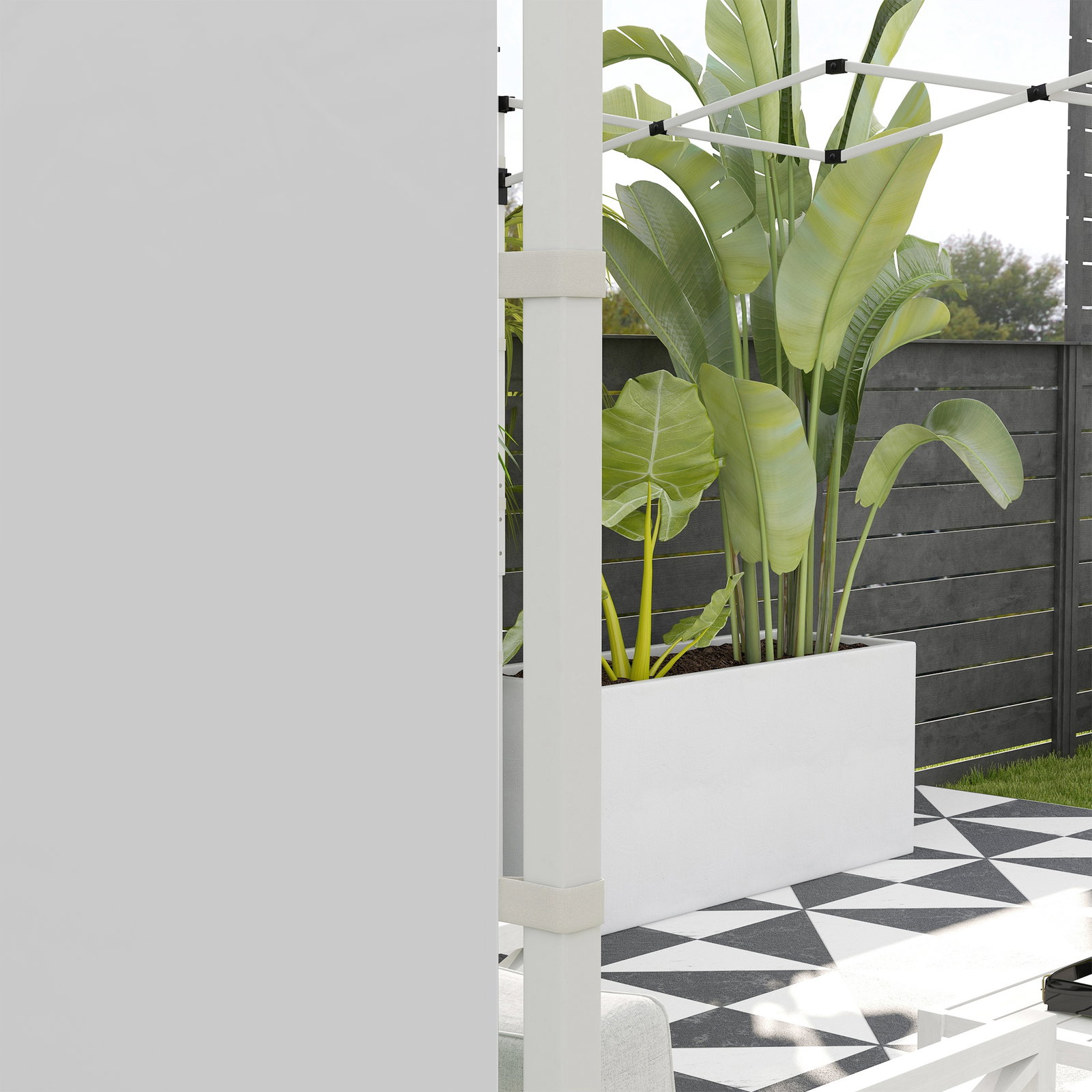 Paredes laterais para tenda de 2 painéis 295x195 cm com janela enrolável e porta com fecho de correr para tenda 3x3 m ou 3x6 m branco