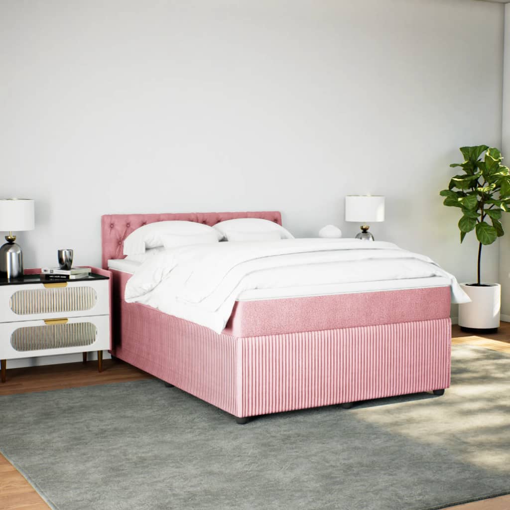 Cama com molas/colchão 140x200 cm veludo rosa