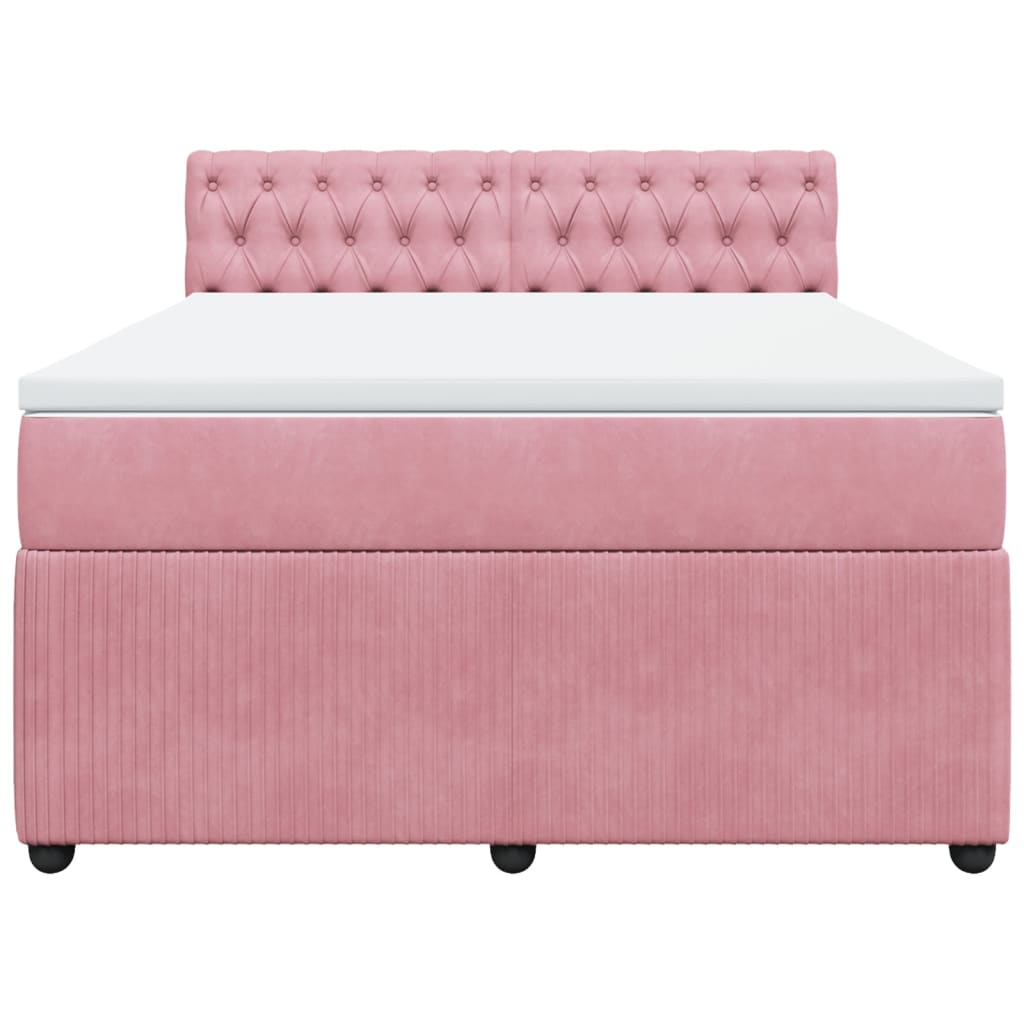 Cama com molas/colchão 140x200 cm veludo rosa